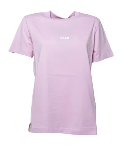Msgm Logo-printed Crewneck T-shirt In Pink