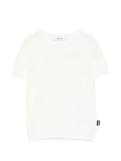 Msgm Kids' Logo-tag T-shirt In White