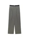 Msgm Logo-waistband Pleated Trousers In Gray