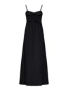 Msgm Fitted Black Dress With Ruching And Flowing Skirt In Black