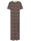 MSGM MSGM LONG COTTON DRESS WITH STRIPED PATTERN AND SLIT