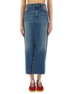 Msgm High-waisted Denim Skirt With Front Slit