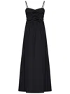 Msgm Fitted Black Dress With Ruching And Flowing Skirt In Black