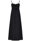 Msgm Fitted Black Dress With Ruching And Flowing Skirt In Black