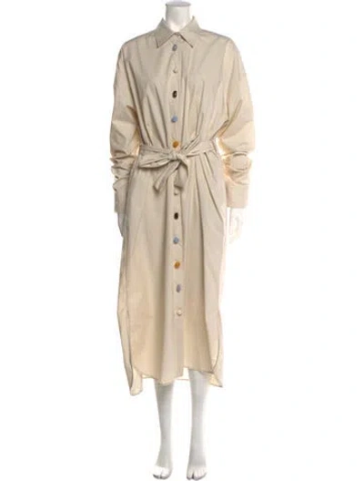 Pre-owned Msgm Long Dress In Neutral