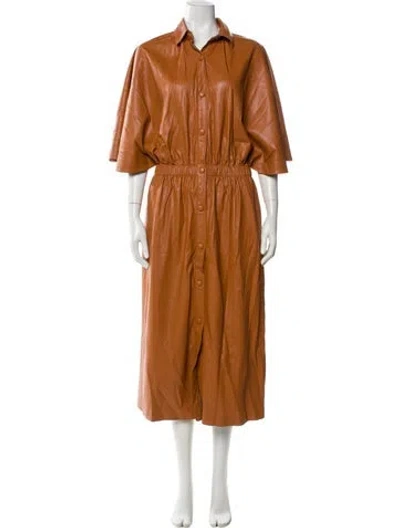 Pre-owned Msgm Long Dress W/ Tags In Brown