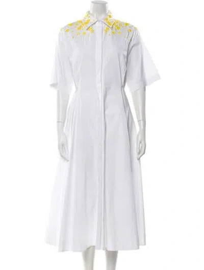 Pre-owned Msgm Long Dress In White/yellow