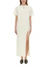 Msgm Long Dress Side Slit In Ivory