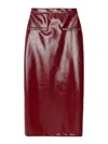 Msgm Long Faux Leather Skirt With Zip In Dark Red