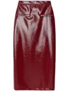 Msgm Long Faux Leather Skirt With Zip In Red