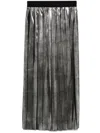 Msgm Pleated Midi Skirt In Gunmetal In Silver