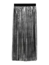 Msgm Pleated Midi Skirt In Gunmetal In Silver