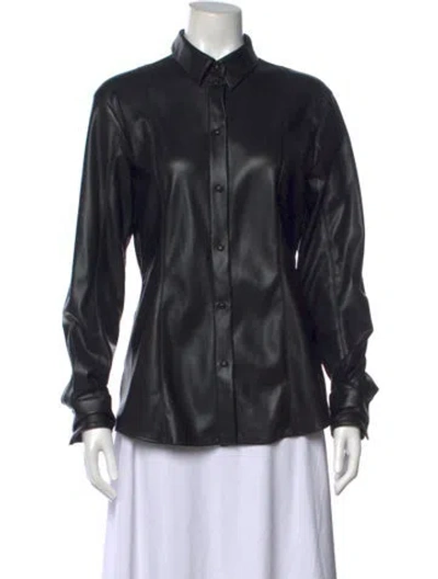 Pre-owned Msgm Long Sleeve Button-up Top In Black