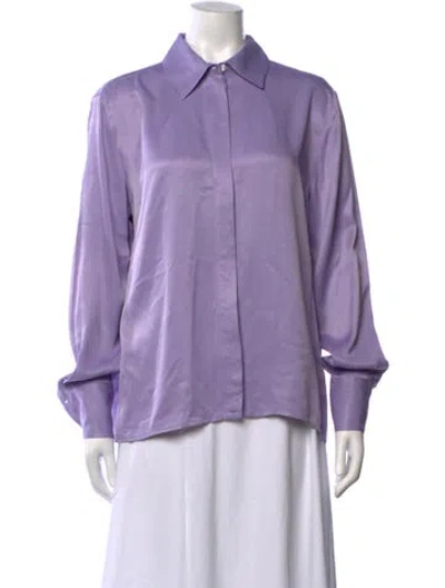 Pre-owned Msgm Long Sleeve Button-up Top In Purple