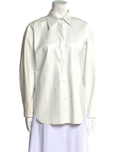 Pre-owned Msgm Long Sleeve Button-up Top In White