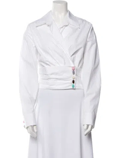 Pre-owned Msgm Long Sleeve Crop Top W/ Tags In White