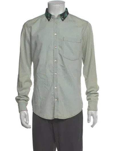 Pre-owned Msgm Long Sleeve Denim Shirt In Green