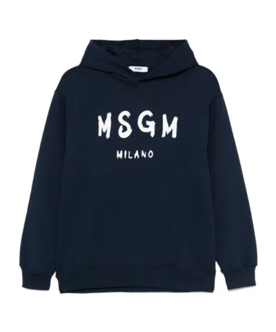 Msgm Kids' Long Sleeve Hoodie In Blue