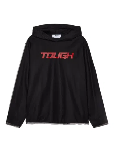 Msgm Long-sleeve Hoodie In Black