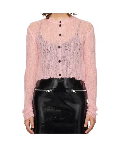 Msgm Long Sleeve Knitted Cardigan In 12 Pink