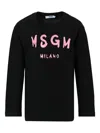 Msgm Long-sleeve Logo-print T-shirt In Black