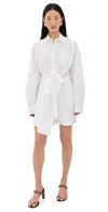 Msgm Long Sleeve Mini Dress White In White