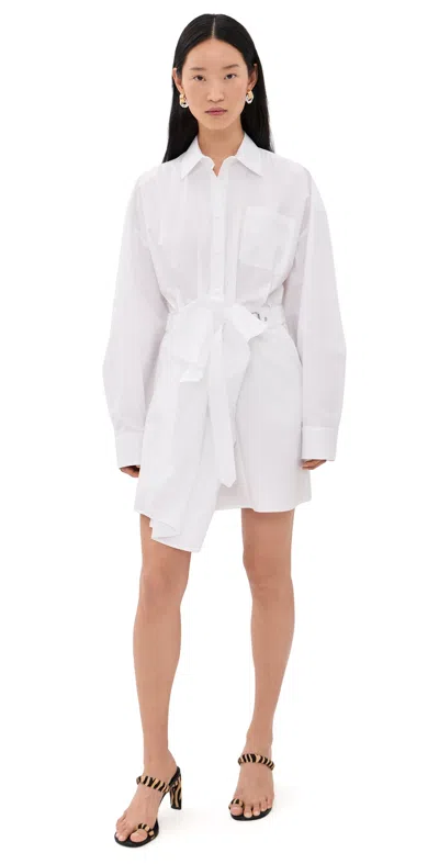 Msgm Long Sleeve Mini Dress White