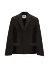 Msgm Long-sleeve Panelled Jacket In Brown