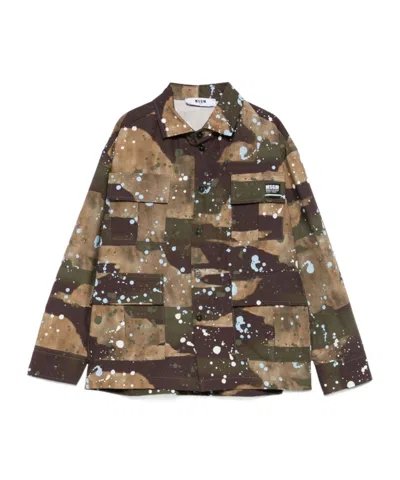 Msgm Long Sleeve Shirt In Brown