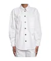 Msgm Embroidered Denim Shirt In White