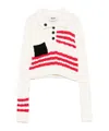 Msgm Crew Neck Cotton Sweater With Button Detailing In White