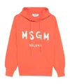 Msgm Hooded Knitwear With Ribbed Cuffs And Hem In Orange