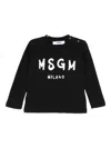 Msgm Black T-shirt For Babykids With Logo In Black