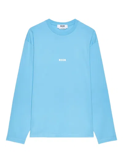 Msgm Long-sleeve T-shirt In Blue