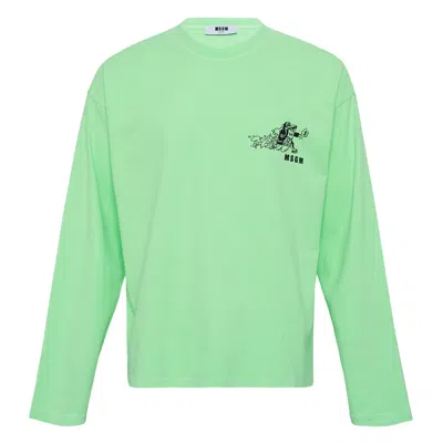 Msgm Long Sleeve Tee In Green