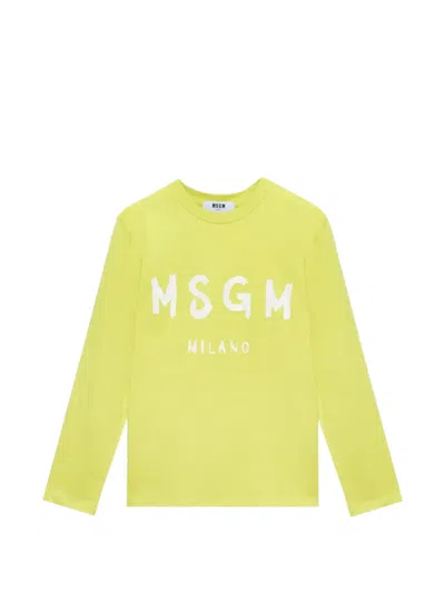 Msgm Long-sleeve Top In Yellow
