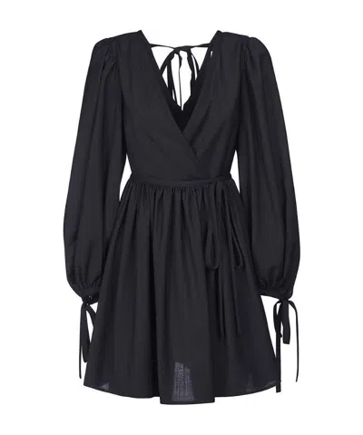 Msgm Long-sleeve Wrap Dress In Black