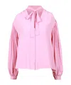 Msgm Long-sleeved Blouse In Pink