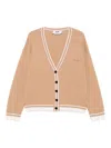 Msgm Long-sleeved Cardigan Sweater With Deep V-neckline And Button-down Front In Pink