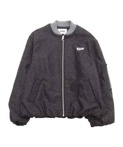 Msgm Long-sleeved Casual Jacket In Black