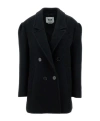 Msgm Long-sleeved Double-breasted Casual Jacket In Black