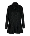 Msgm Black Satin Mini Dress With Themwave Motif In Black