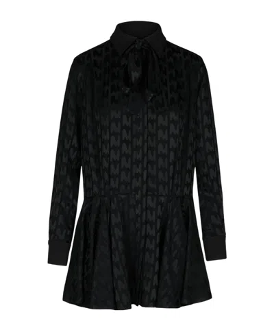 MSGM MSGM ALL-OVER PATTERNED LONG-SLEEVED DRESS