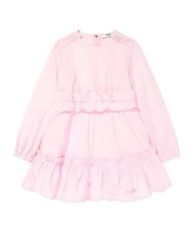 Msgm Long-sleeved Dress In Pink