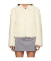 Msgm Off-white Hook-eye Faux-fur Jacket In White