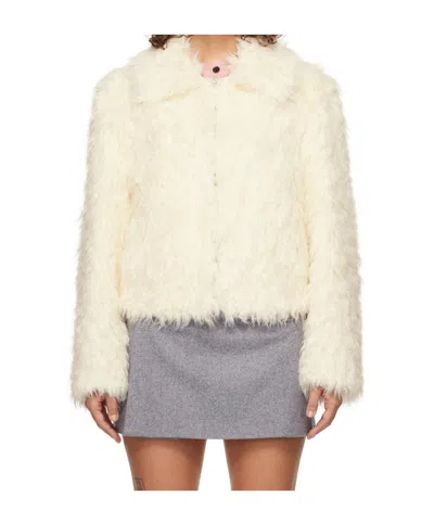Msgm Long-sleeved Fur Jacket In White