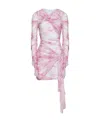 Msgm Sheer Sleeve Mini Dress Tie-dye Pattern In Pink