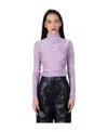 Msgm Glitter Turtleneck Top In Purple