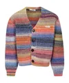 Msgm Long-sleeved Knitted Cardigan In Multicolor