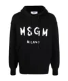 Msgm Logo Print Cotton Hoodie In Black